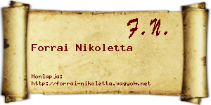 Forrai Nikoletta névjegykártya